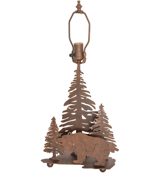 Meyda Tiffany Lighting 29077 Grizzly Bear Through The Trees Two Light Table Base Hardware Utility Light Bronze / Dark