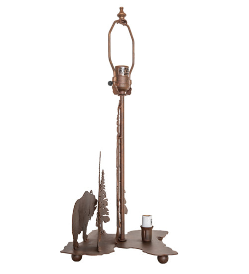 Meyda Tiffany Lighting 29077 Grizzly Bear Through The Trees Two Light Table Base Hardware Utility Light Bronze / Dark