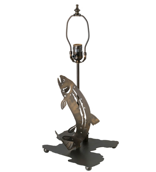 Meyda Tiffany Lighting 29080 Leaping Trout Two Light Table Base Utility Light Copper/Antique/Verde