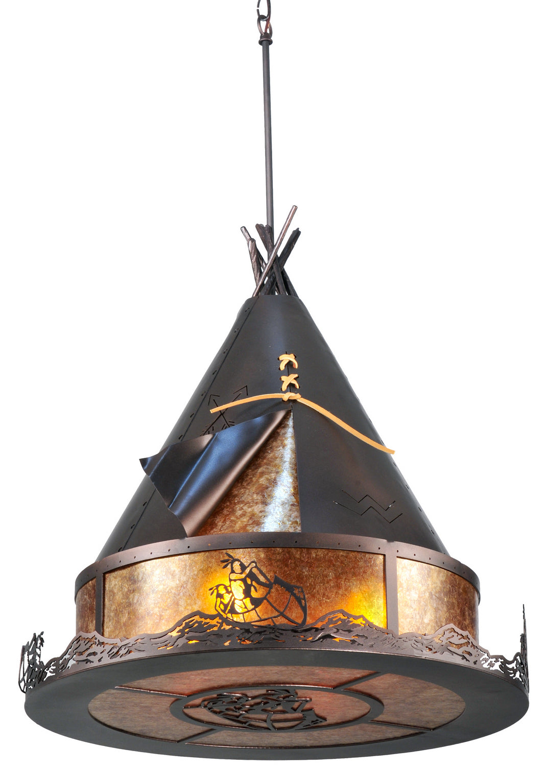 Meyda Tiffany Teepee 106545 Pendant Light - Mahogany Bronze/Amber Mica