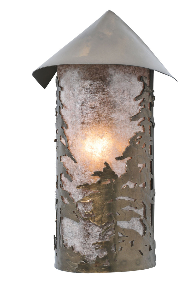Meyda Tiffany Lighting 107657 Tall Pines One Light Wall Sconce Outdoor Copper/Antique/Verde