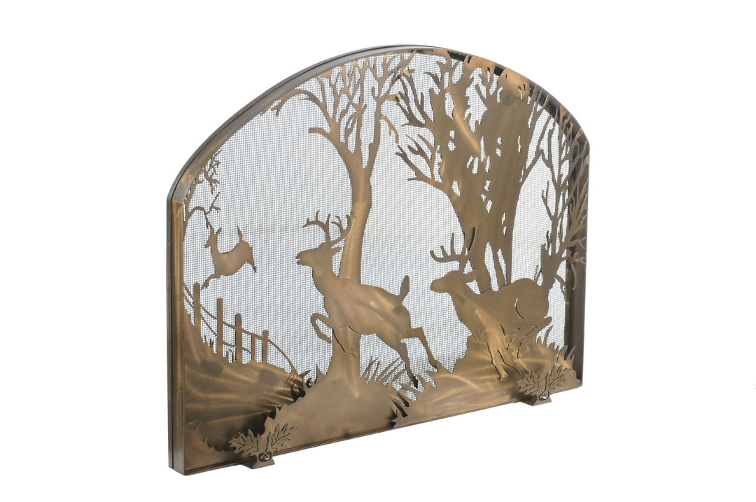 Meyda Tiffany Lighting 107759 Deer On The Loose Fireplace Screen Home Decor Copper/Antique/Verde