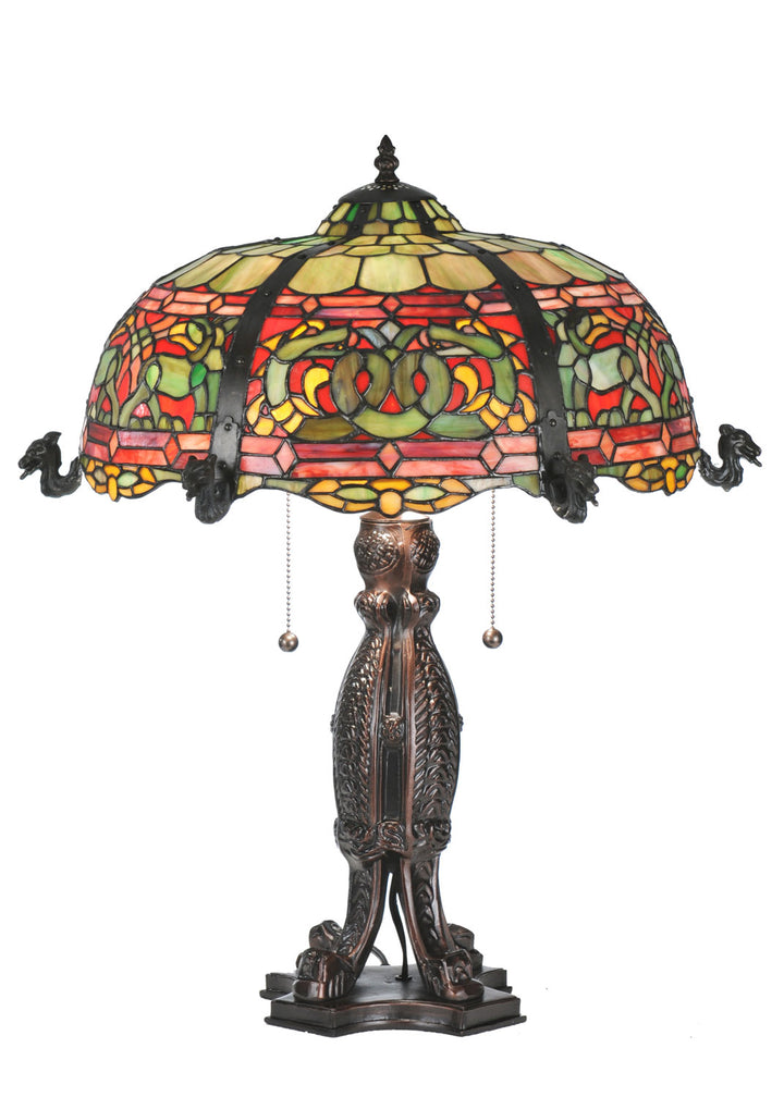 Meyda Tiffany Lighting 108024 Duffner & Kimberly Viking Two Light Table Lamp Lamp Bronze / Dark