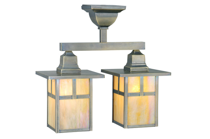 Meyda Tiffany Lighting 109152 Hyde Park Two Light Semi-Flushmount Outdoor Bronze / Dark