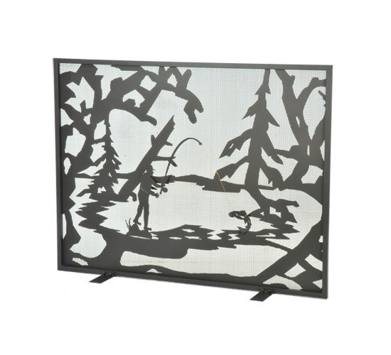 Meyda Tiffany Lighting 111046 Fly Fishing Creek Fireplace Screen Home Decor Bronze / Dark