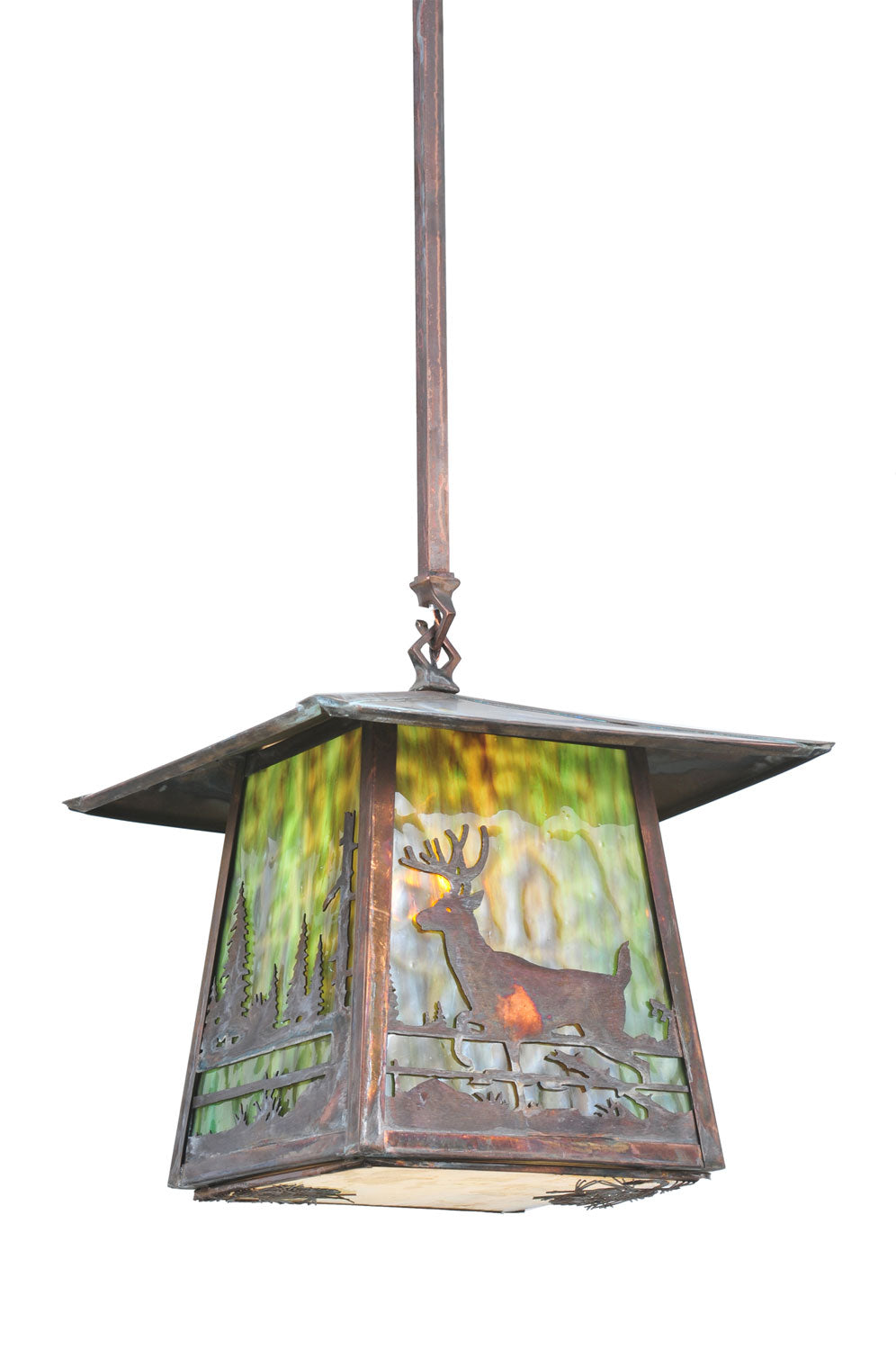 Meyda Tiffany Lighting 111475 Stillwater One Light Pendant Outdoor Copper/Antique/Verde