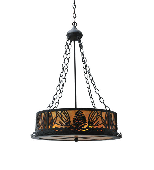 Meyda Tiffany Mountain Pine 29268 Pendant Light - Textured Black/Amber Mica