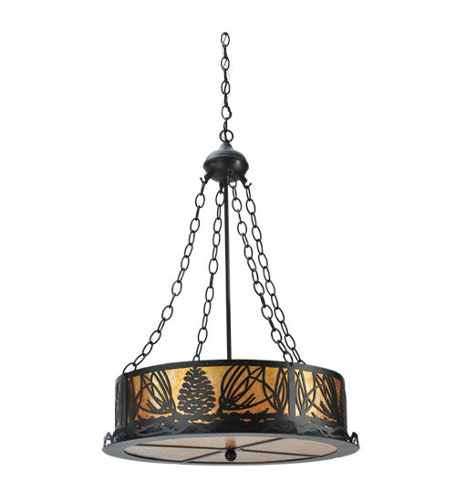 Meyda Tiffany Mountain Pine 29268 Pendant Light - Textured Black/Amber Mica