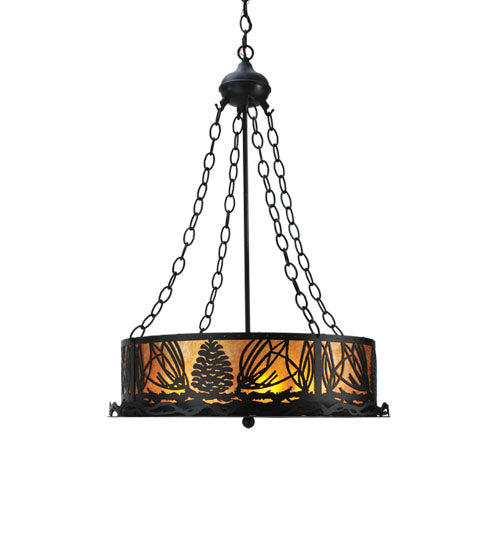 Meyda Tiffany Mountain Pine 29268 Pendant Light - Textured Black/Amber Mica