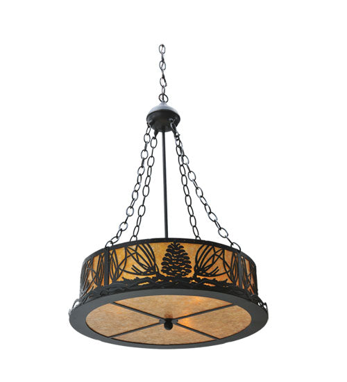 Meyda Tiffany Mountain Pine 29268 Pendant Light - Textured Black/Amber Mica