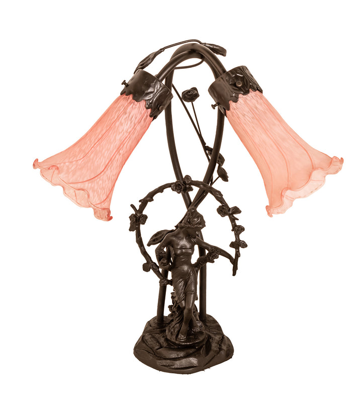 Meyda Tiffany Lighting 17858 Pink Two Light Accent Lamp Lamp Bronze / Dark