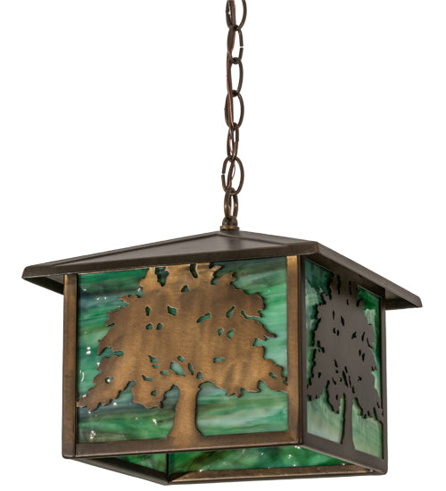 Meyda Tiffany Lighting 29274 Oak Tree One Light Pendant Outdoor Copper/Antique/Verde