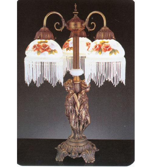 Meyda Tiffany Lighting 27085 Rose Bouquet Three Light Accent Lamp Lamp Bronze / Dark