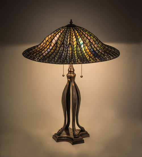 Meyda Tiffany Lighting 29385 Tiffany Lotus Leaf Table Lamp Lamp Bronze / Dark