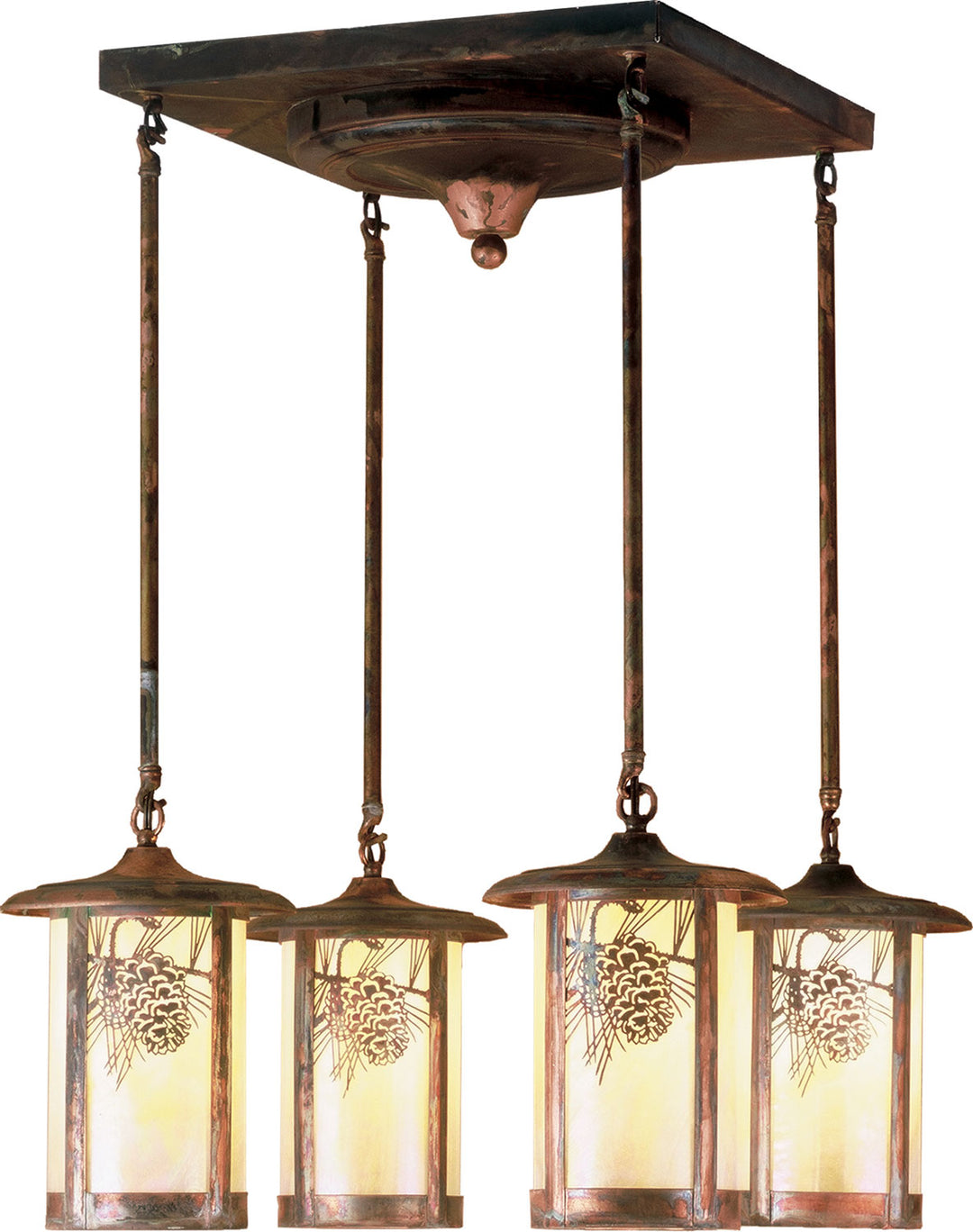 Meyda Tiffany Lighting 51762 Fulton Four Light Chandelier Outdoor Copper/Antique/Verde