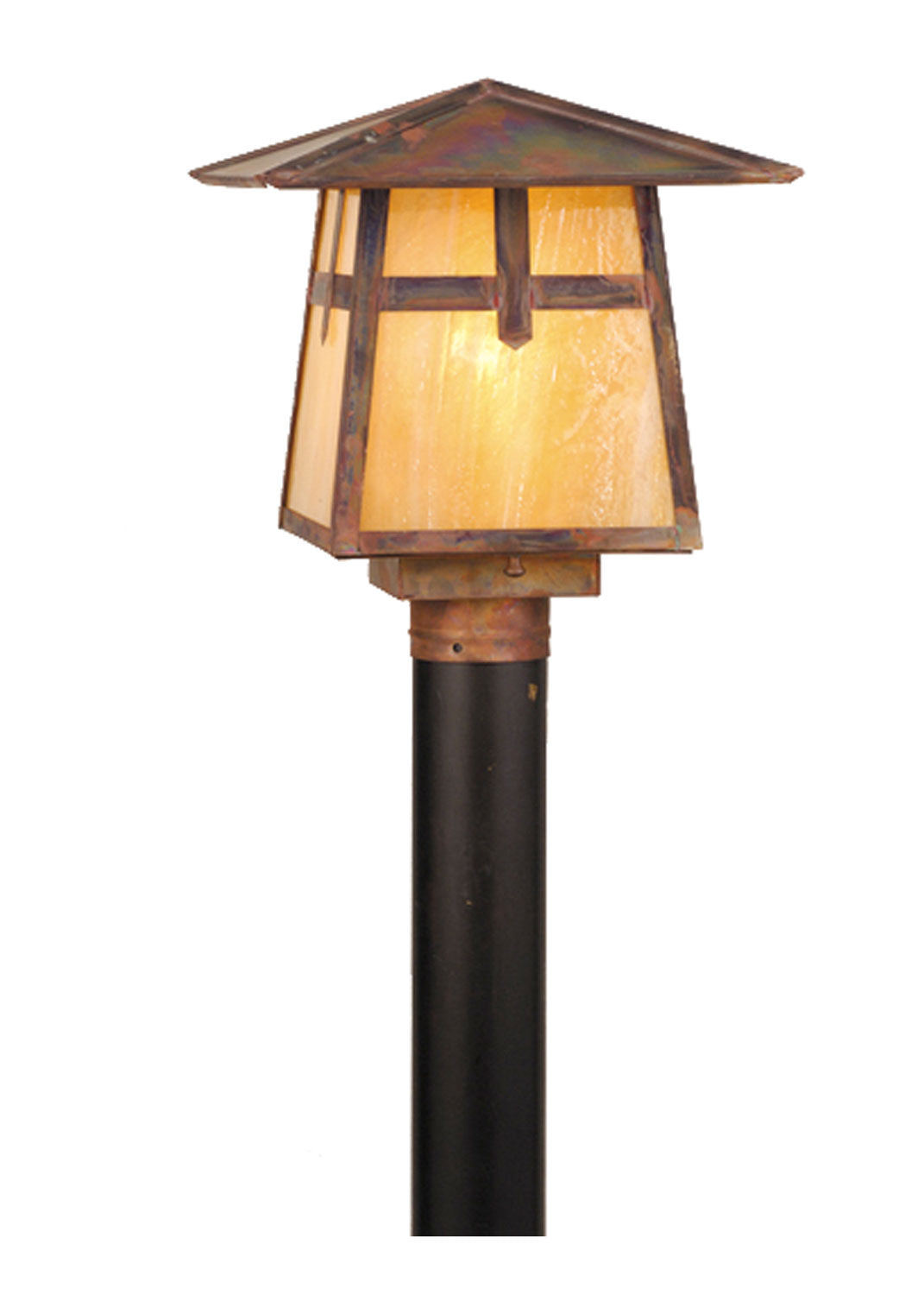 Meyda Tiffany Lighting 54678 Stillwater One Light Post Mount Outdoor Copper/Antique/Verde