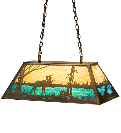 Meyda Tiffany Moose At Lake 30058 Pendant Light - Antique Copper