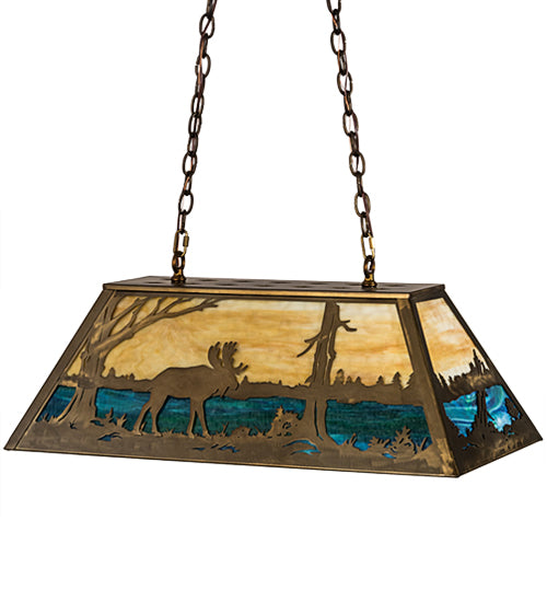 Meyda Tiffany Moose At Lake 30058 Pendant Light - Antique Copper