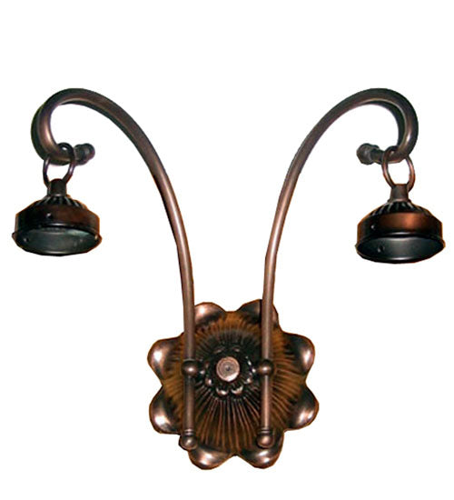 Meyda Tiffany Lighting 98633 Mahogany Bronze Two Light Wall Sconce Hardware Utility Light Bronze / Dark