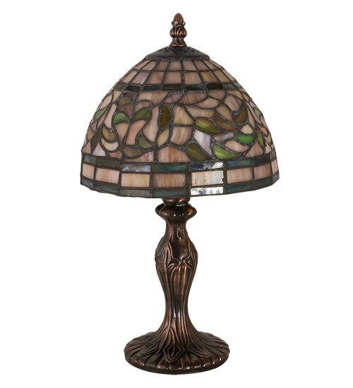 Meyda Tiffany Lighting 30314 Tiffany Turning Leaf One Light Table Lamp Lamp Bronze / Dark