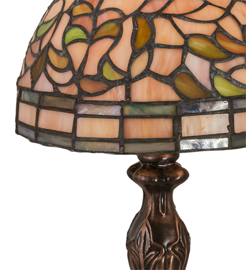 Meyda Tiffany Lighting 30314 Tiffany Turning Leaf One Light Table Lamp Lamp Bronze / Dark