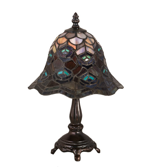 Meyda Tiffany Lighting 30317 Tiffany Peacock Feather One Light Mini Lamp Lamp Bronze / Dark