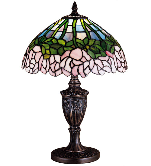 Meyda Tiffany Lighting 30343 Tiffany Cabbage Rose One Light Accent Lamp Lamp Bronze / Dark