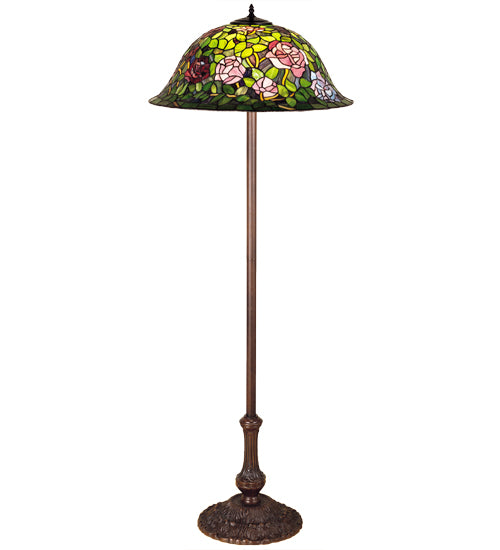 Meyda Tiffany Lighting 30368 Tiffany Rosebush Three Light Floor Lamp Lamp Bronze / Dark