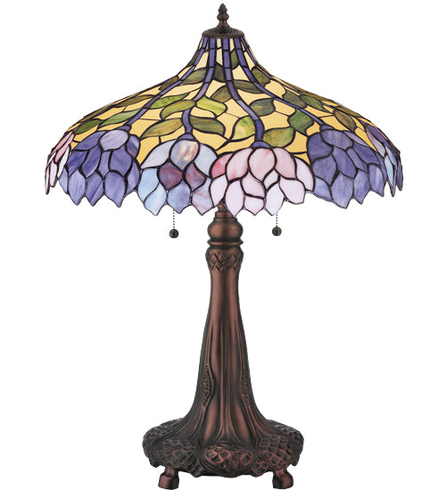 Meyda Tiffany Lighting 30452 Wisteria Two Light Table Lamp Lamp Bronze / Dark