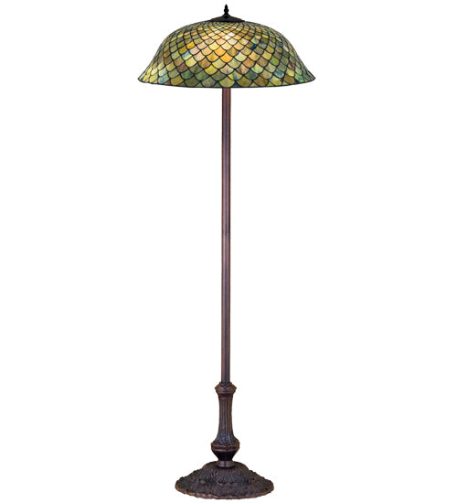 Meyda Tiffany Lighting 30456 Fishscale Three Light Floor Lamp Lamp Bronze / Dark