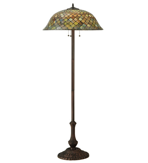 Meyda Tiffany Lighting 30456 Fishscale Three Light Floor Lamp Lamp Bronze / Dark