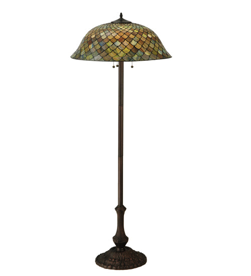 Meyda Tiffany Lighting 30456 Fishscale Three Light Floor Lamp Lamp Bronze / Dark