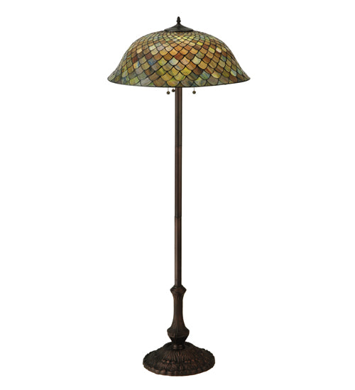 Meyda Tiffany Lighting 30456 Fishscale Three Light Floor Lamp Lamp Bronze / Dark