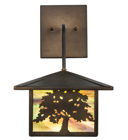 Meyda Tiffany Lighting 30603 Oak Tree One Light Wall Sconce Outdoor Copper/Antique/Verde