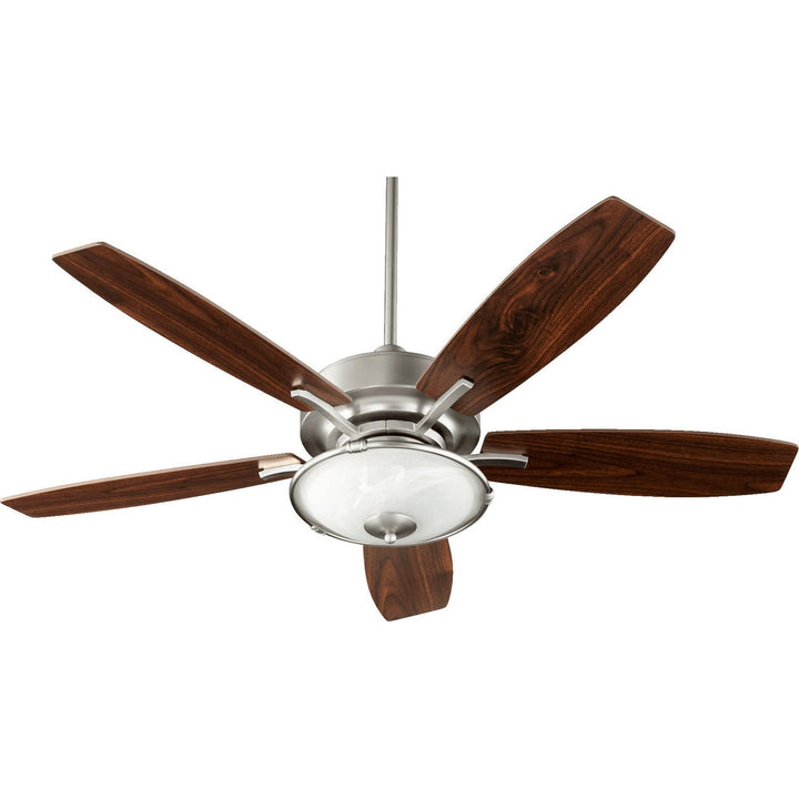 Quorum SOHO 64525-65 Ceiling Fan 52 in. - Satin Nickel, Satin Nickel/Walnut