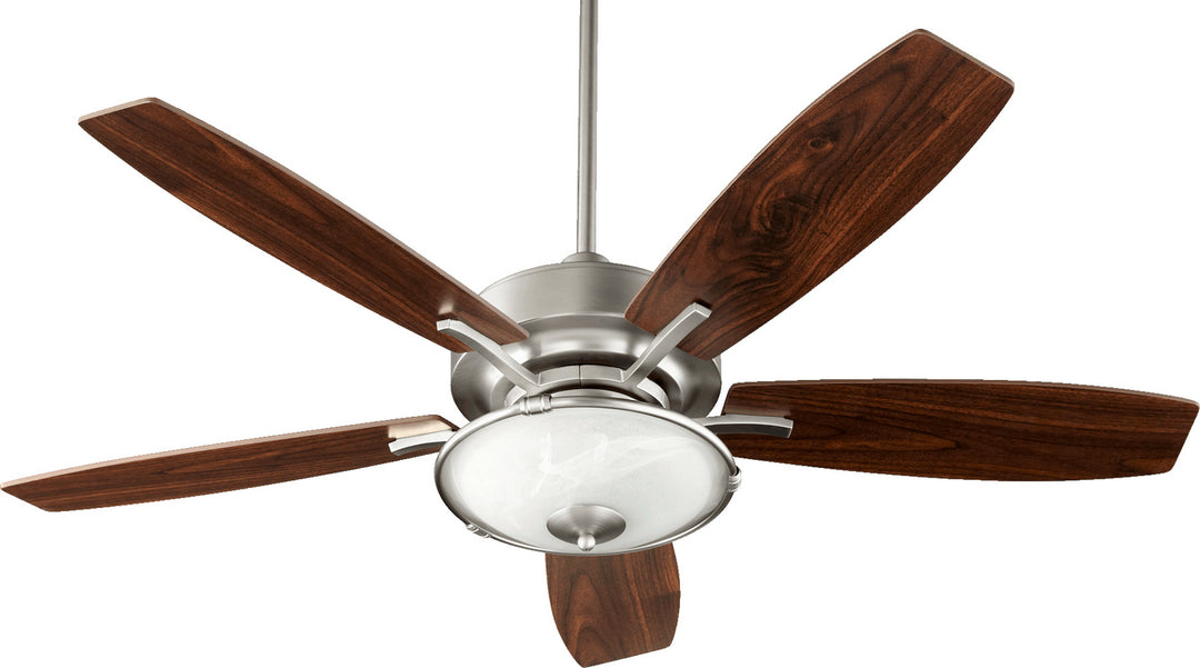 Quorum SOHO 64525-65 Ceiling Fan 52 in. - Satin Nickel, Satin Nickel/Walnut