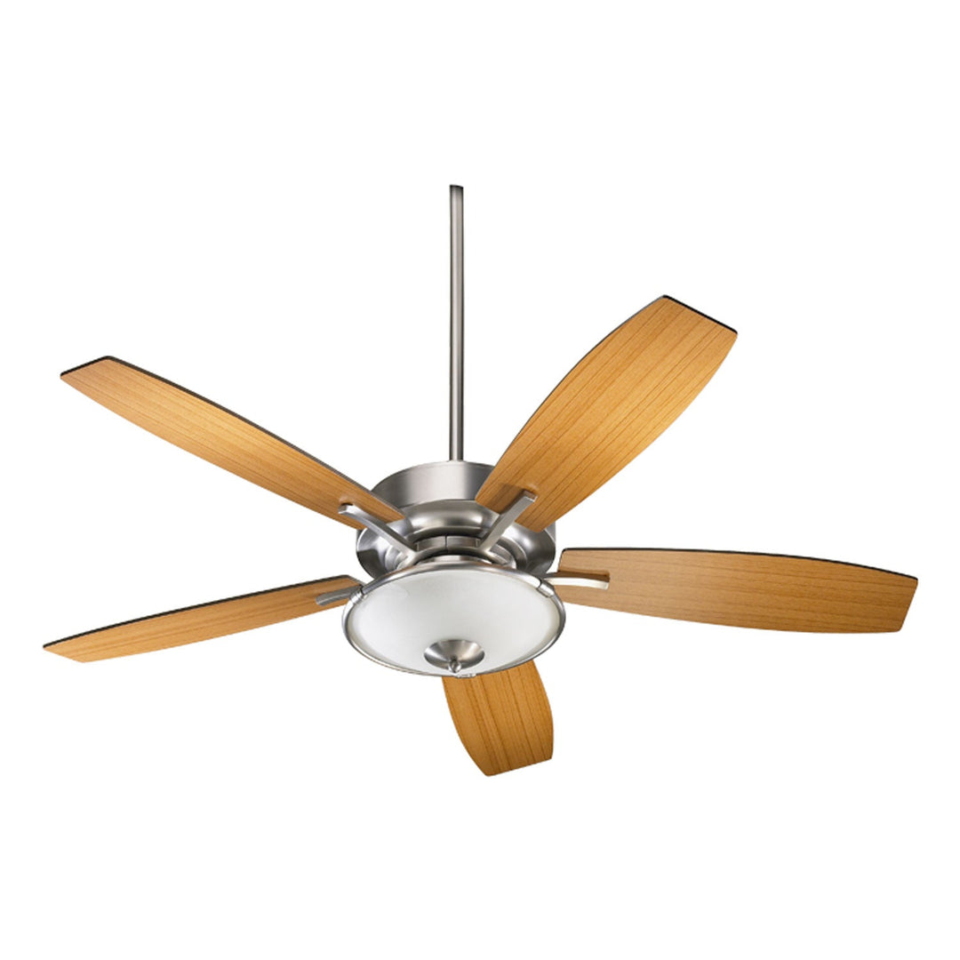 Quorum SOHO 64525-65 Ceiling Fan 52 in. - Satin Nickel, Satin Nickel/Walnut