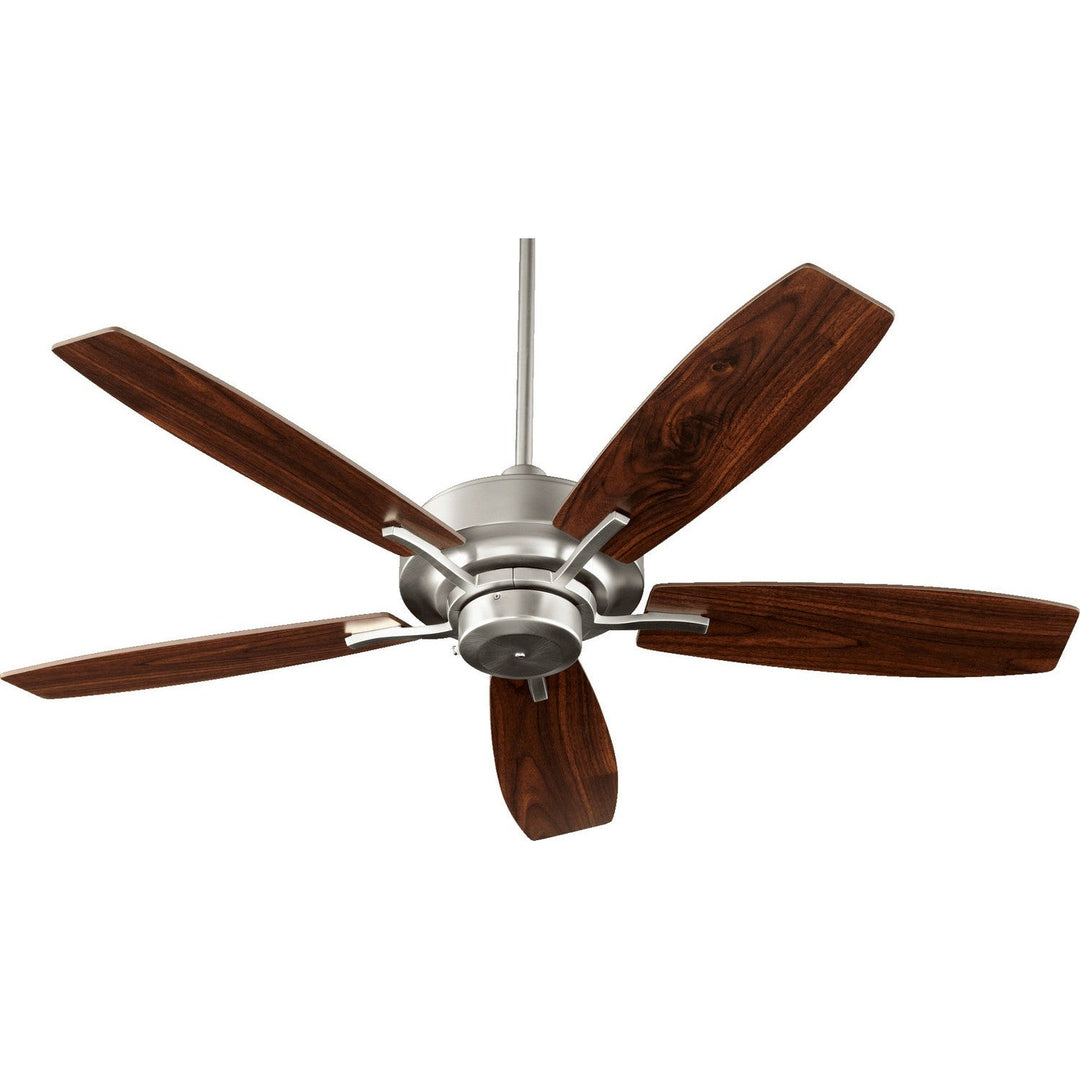 Quorum SOHO 64525-65 Ceiling Fan 52 in. - Satin Nickel, Satin Nickel/Walnut