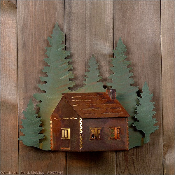 Avalanche Ranch Crestline-Cozy Log Cabin A10724-04 Wall Light - Pine Green/Rust Patina