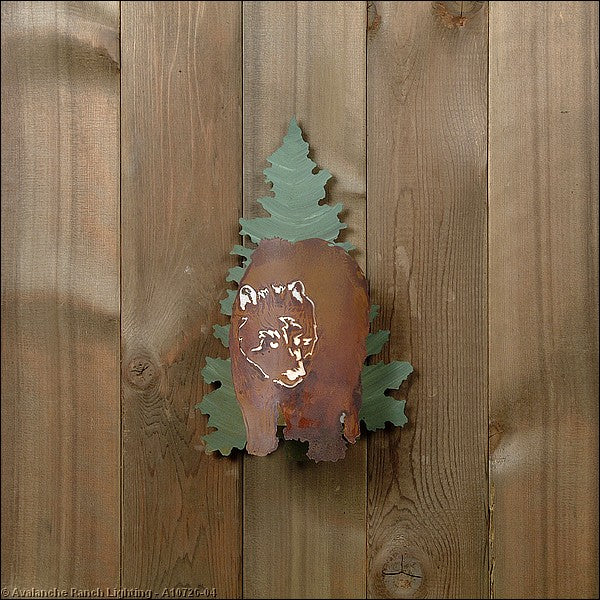 Avalanche Ranch Crestline-Bear in the Woods A10726-04 Wall Light - Pine Green/Rust Patina