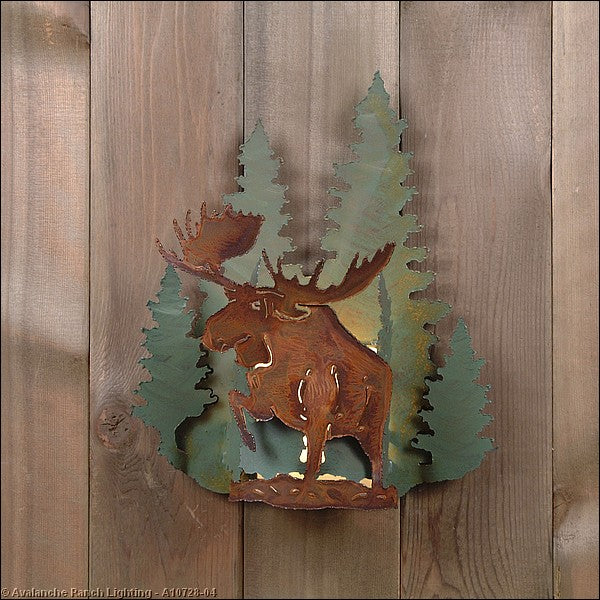 Avalanche Ranch Crestline-Alaskan Moose A10728-04 Wall Light - Pine Green/Rust Patina