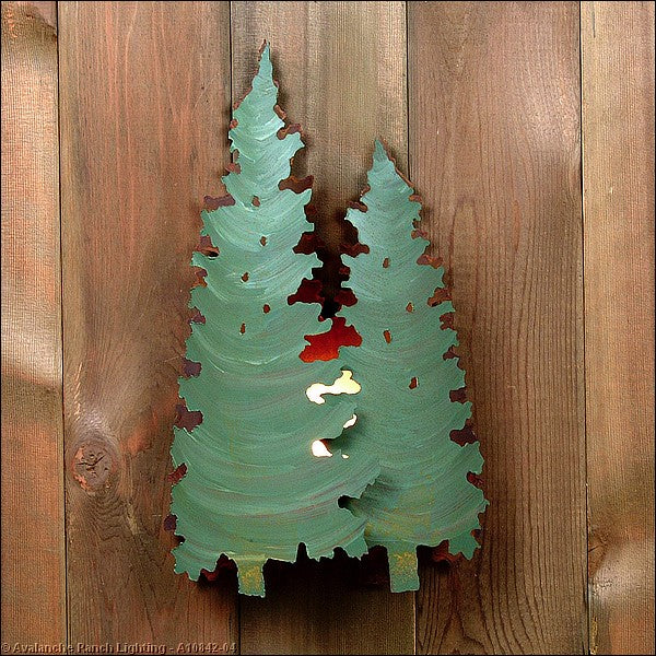 Avalanche Ranch Crestline-Twin Pine A10842-04 Wall Light - Pine Green/Rust Patina