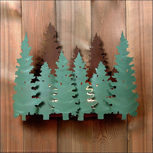 Avalanche Ranch Crestline-Pine Forest A10942-04 Wall Light - Pine Green/Rust Patina
