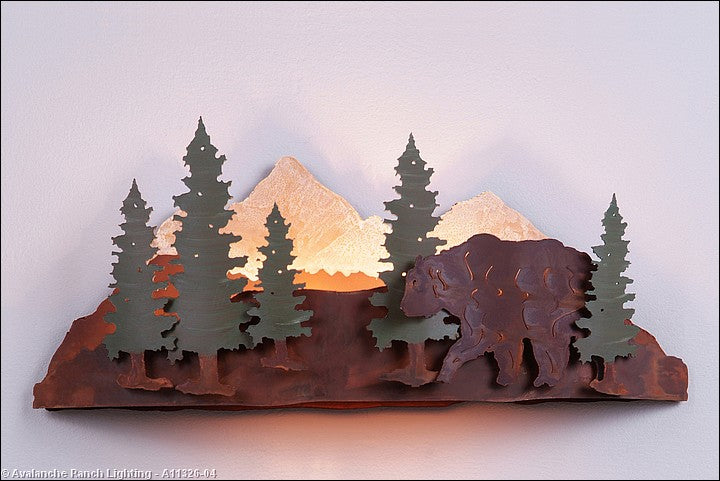 Avalanche Ranch Crestline-Bear A11326-04 Wall Light - Pine Green/Rust Patina