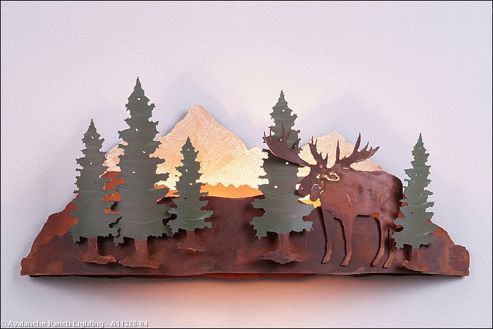 Avalanche Ranch Crestline-Moose A11328-04 Wall Light - Pine Green/Rust Patina