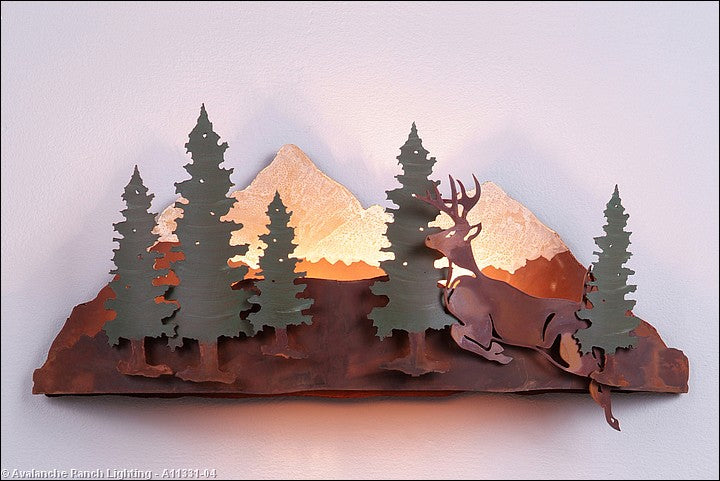 Avalanche Ranch Crestline-Deer A11331-04 Wall Light - Pine Green/Rust Patina