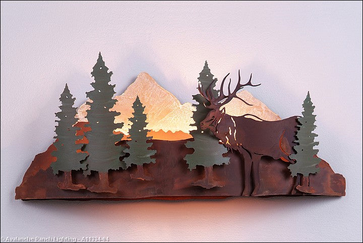 Avalanche Ranch Crestline-Elk A11334-04 Wall Light - Pine Green/Rust Patina