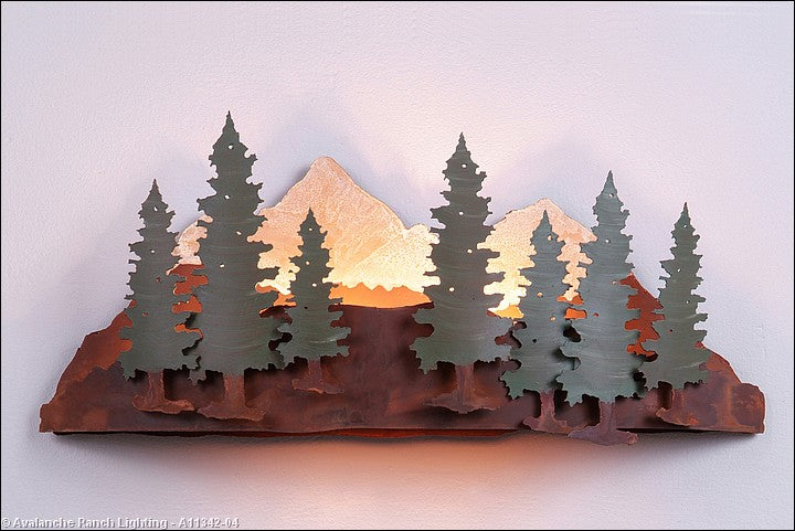 Avalanche Ranch Crestline-Pine Tree A11342-04 Wall Light - Pine Green/Rust Patina