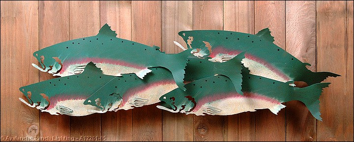 Avalanche Ranch Crestline-Big Fish Chinook Salmon A12261-05 Wall Light - Rust Patina