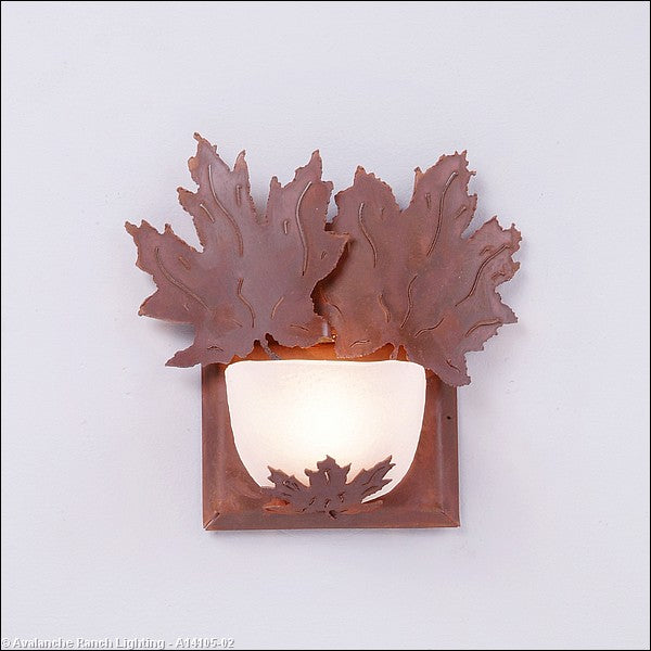 Avalanche Ranch Halogen-Maple Leaf A14105-02 Wall Light - Rust Patina